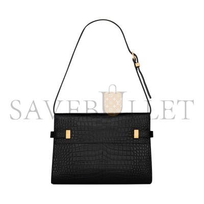 YSL MANHATTAN SMALL IN SHINY CROCODILE-EMBOSSED LEATHER 675626DND0W1000 (24*17.5*6cm)